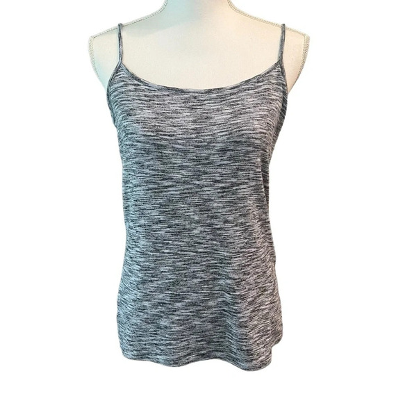 LOFT Outlet Shirt Spaghetti Strap Cami Size Large Soft Blue Black Space Dyed - Picture 1 of 9